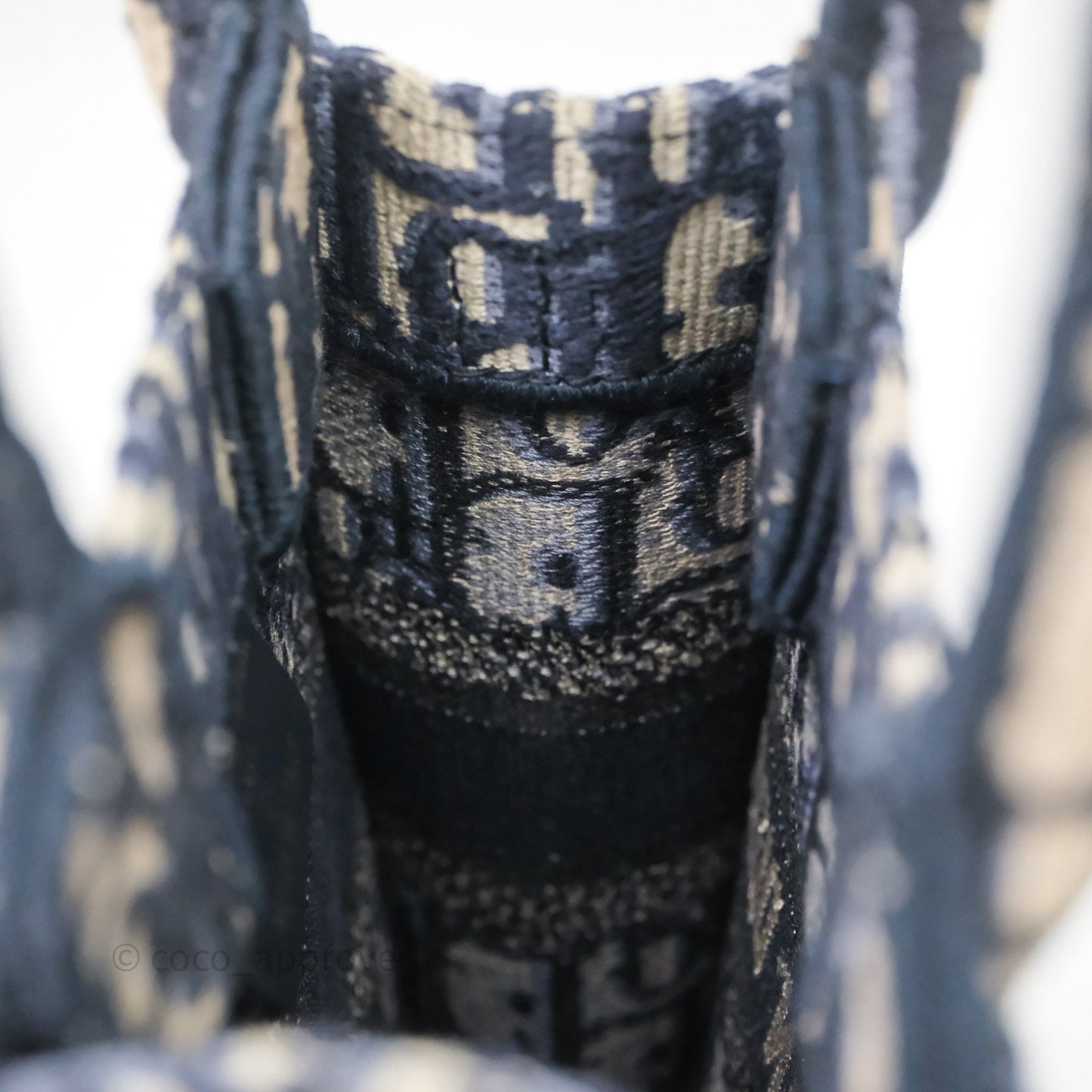 Christian Dior Mini Vertical Navy Oblique Embroidery Canvas Book Tote