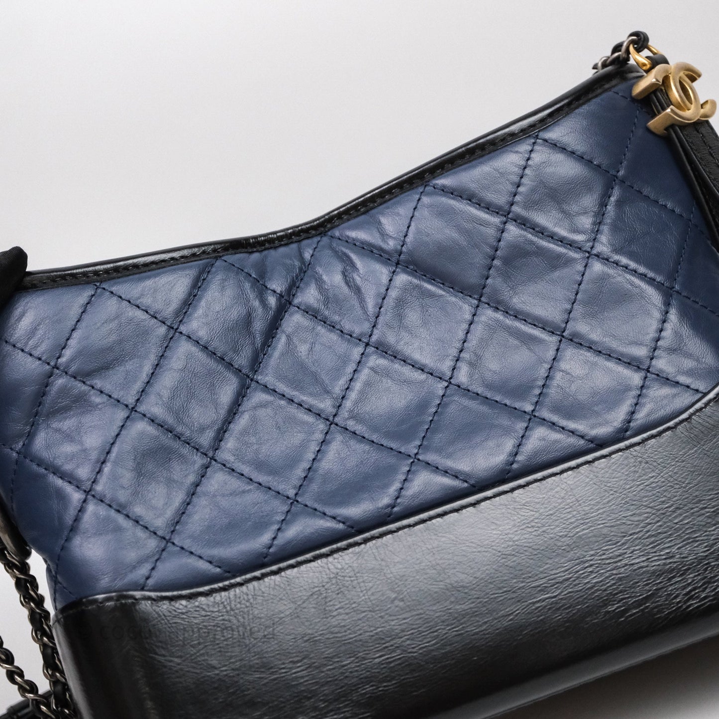 Chanel New Medium Gabrielle Hobo Quilted Navy Black Aged Calfskin