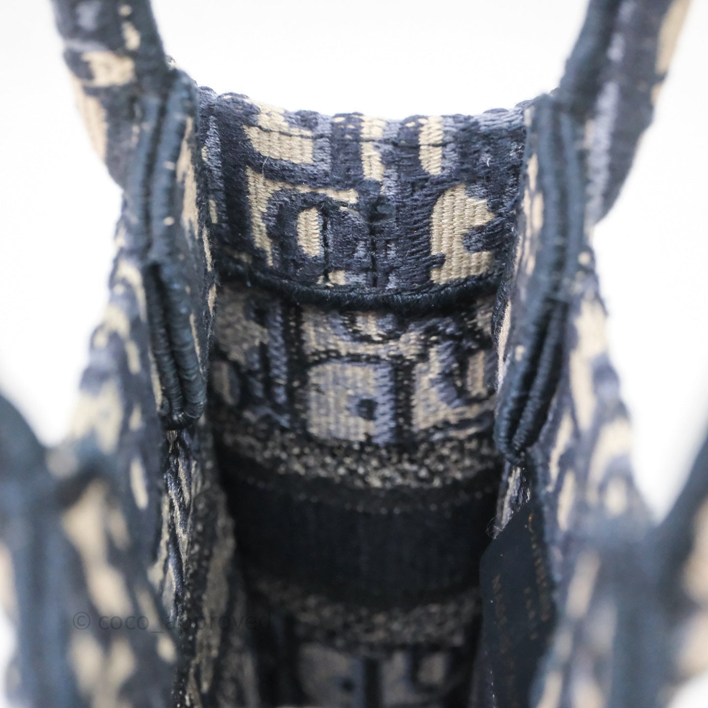 Christian Dior Mini Vertical Navy Oblique Embroidery Canvas Book Tote