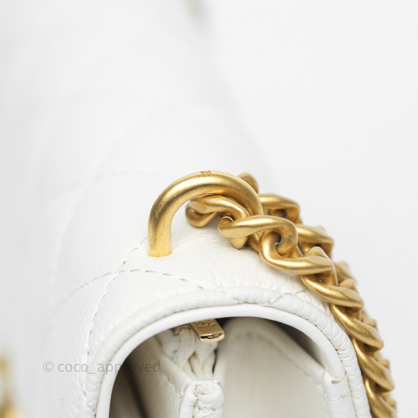 Chanel Heart Adjustable Chain WOC White Caviar Aged Gold Hardware