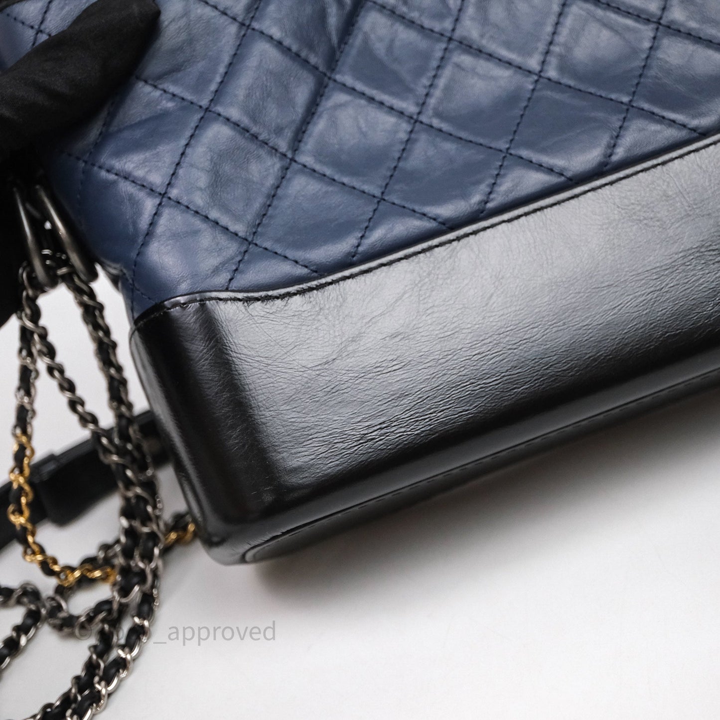 Chanel New Medium Gabrielle Hobo Quilted Navy Black Aged Calfskin