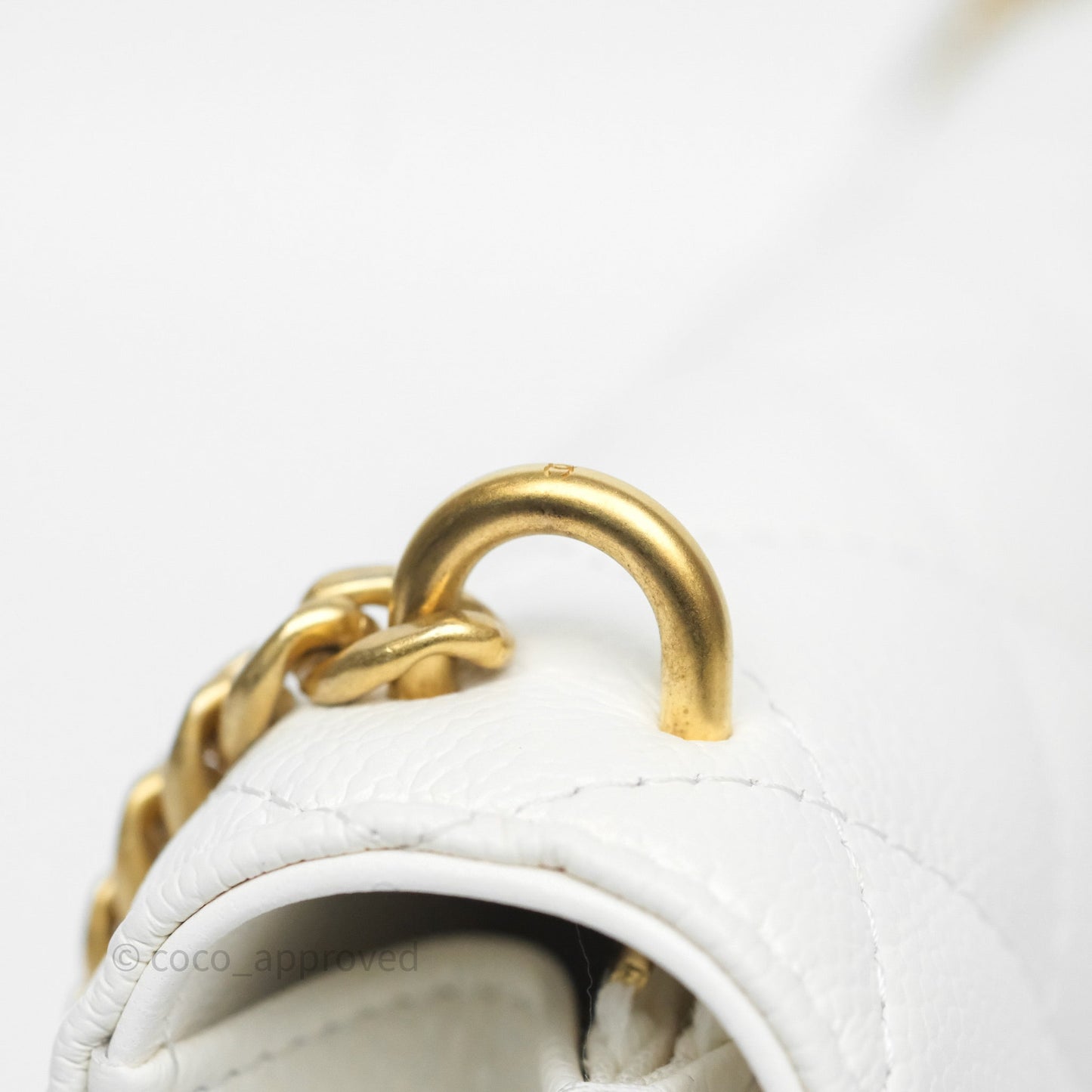 Chanel Heart Adjustable Chain WOC White Caviar Aged Gold Hardware