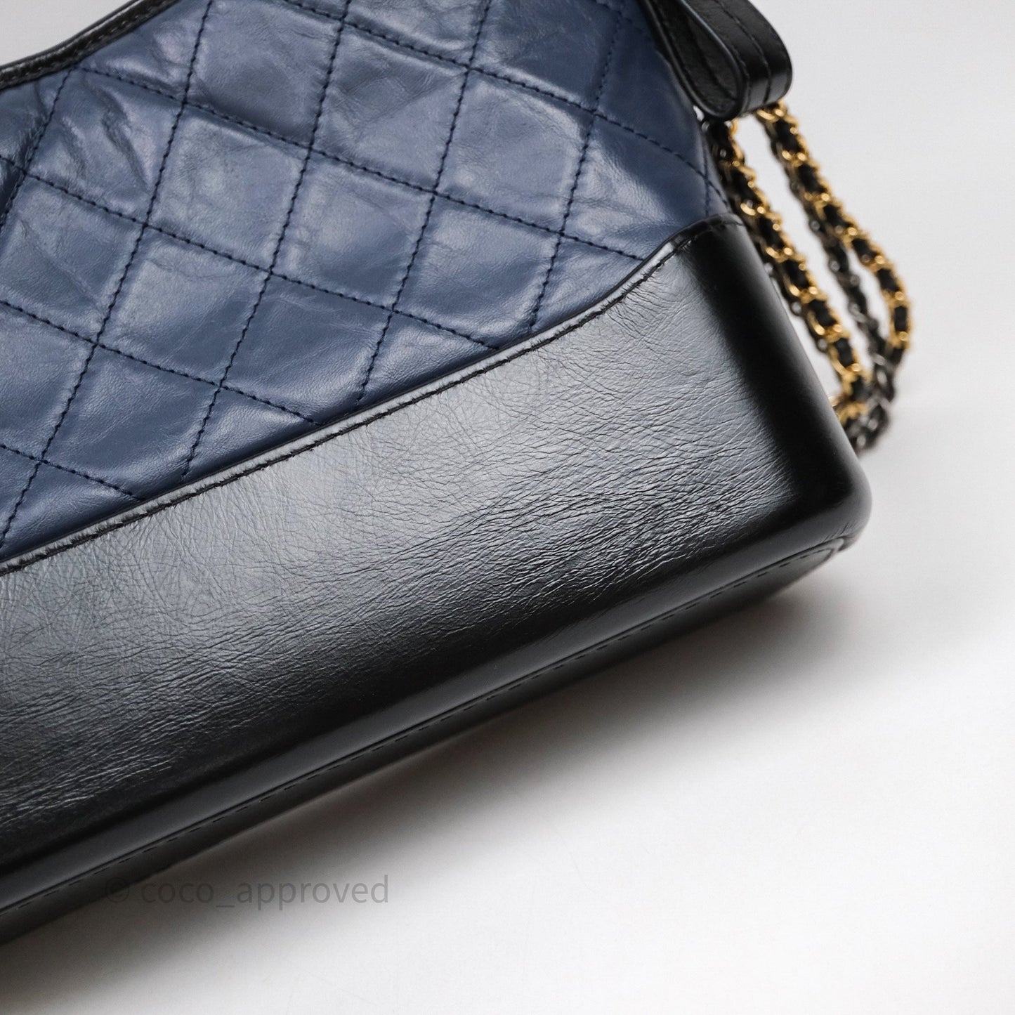 Chanel New Medium Gabrielle Hobo Quilted Navy Black Aged Calfskin