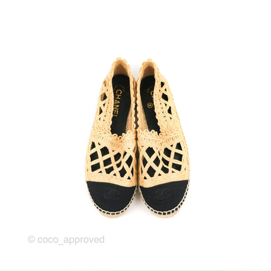 Chanel Quilted Espadrilles Raffia Natural Size 38