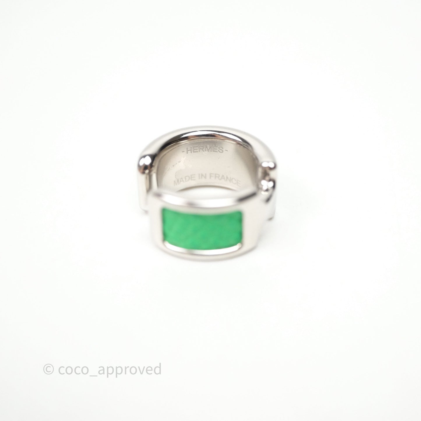 Hermes Olympe Ear Cuff Small Model Vert Comics 0Z Epsom Palladium Hardware