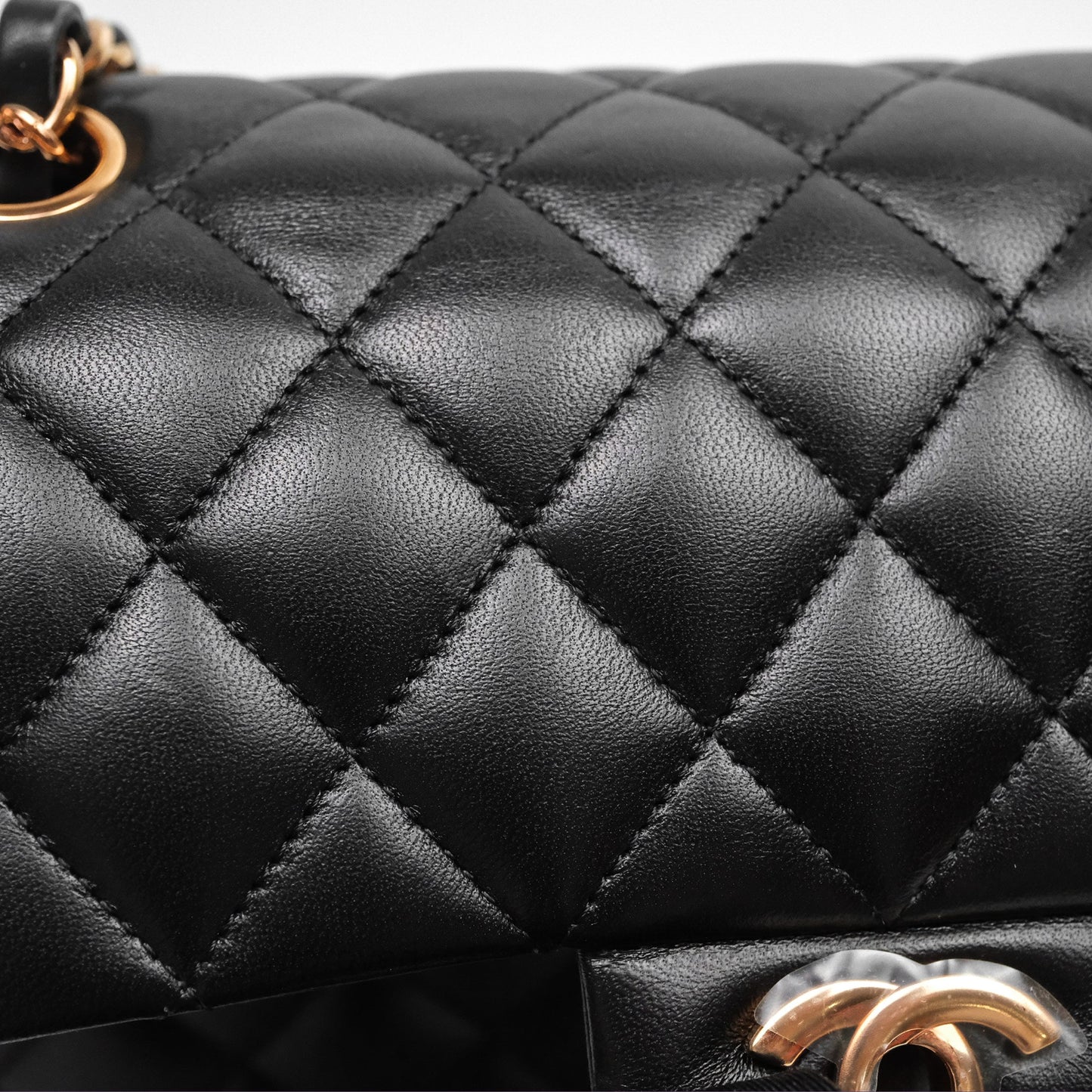 Chanel Small Classic Flap Quilted Black Lambskin Rose Gold Hardware