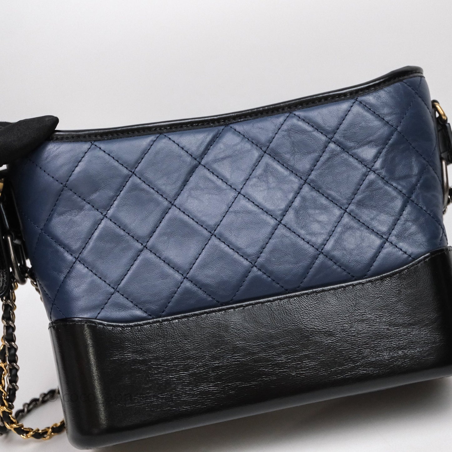 Chanel New Medium Gabrielle Hobo Quilted Navy Black Aged Calfskin