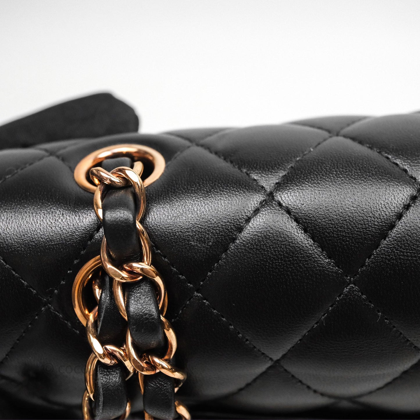 Chanel Small Classic Flap Quilted Black Lambskin Rose Gold Hardware