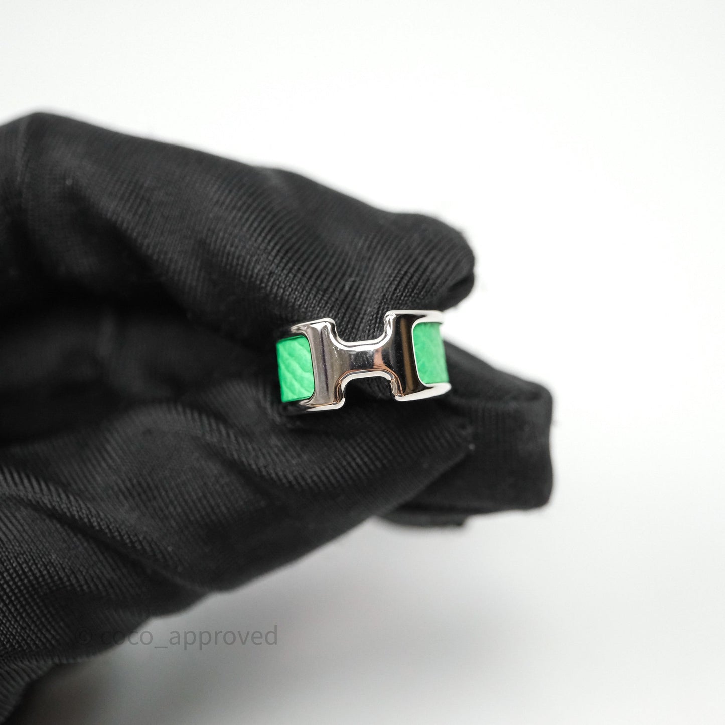 Hermes Olympe Ear Cuff Small Model Vert Comics 0Z Epsom Palladium Hardware