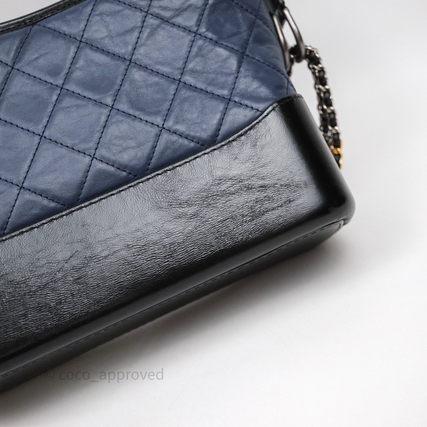 Chanel New Medium Gabrielle Hobo Quilted Navy Black Aged Calfskin