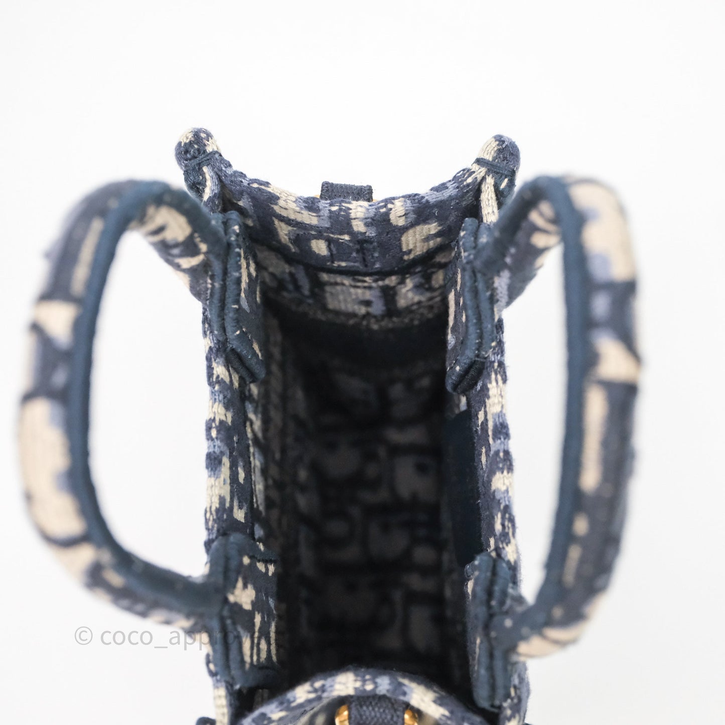 Christian Dior Mini Vertical Navy Oblique Embroidery Canvas Book Tote