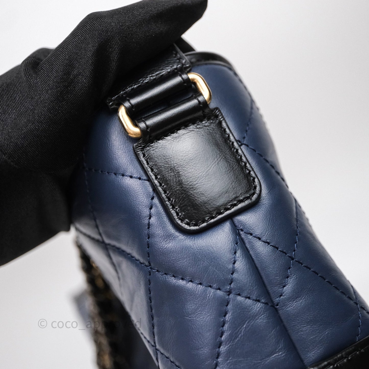 Chanel New Medium Gabrielle Hobo Quilted Navy Black Aged Calfskin