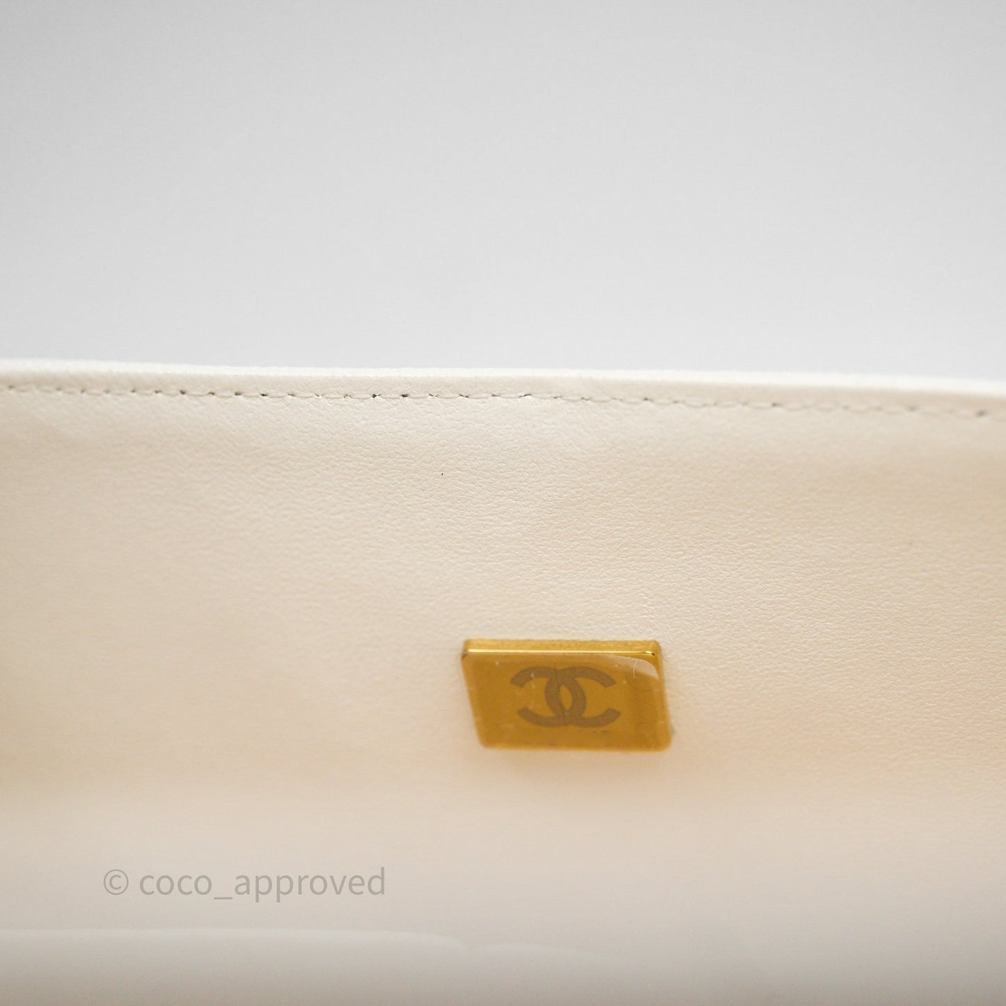 Chanel S/M Small Classic Flap Quilted Ivory White Caviar Gold Hardware