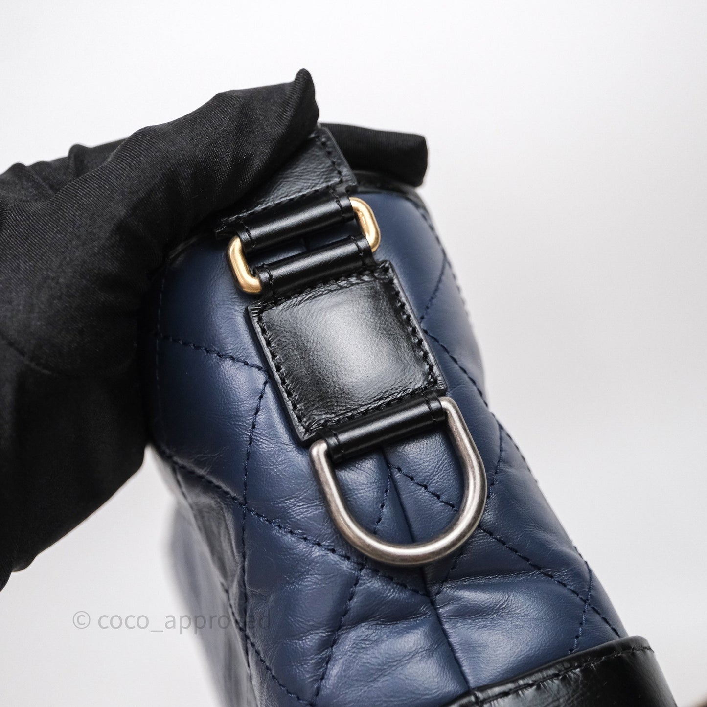 Chanel New Medium Gabrielle Hobo Quilted Navy Black Aged Calfskin