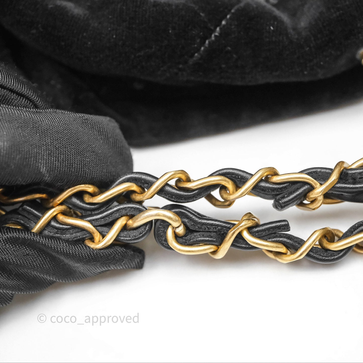 Chanel 22 Small Sequins Logo Black Velvet