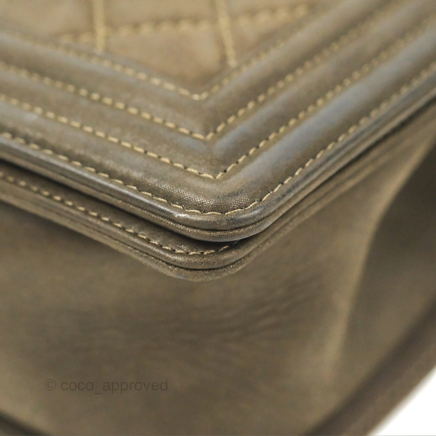 Chanel Quilted Medium Boy Dark Green Calfskin Ruthenium Hardware