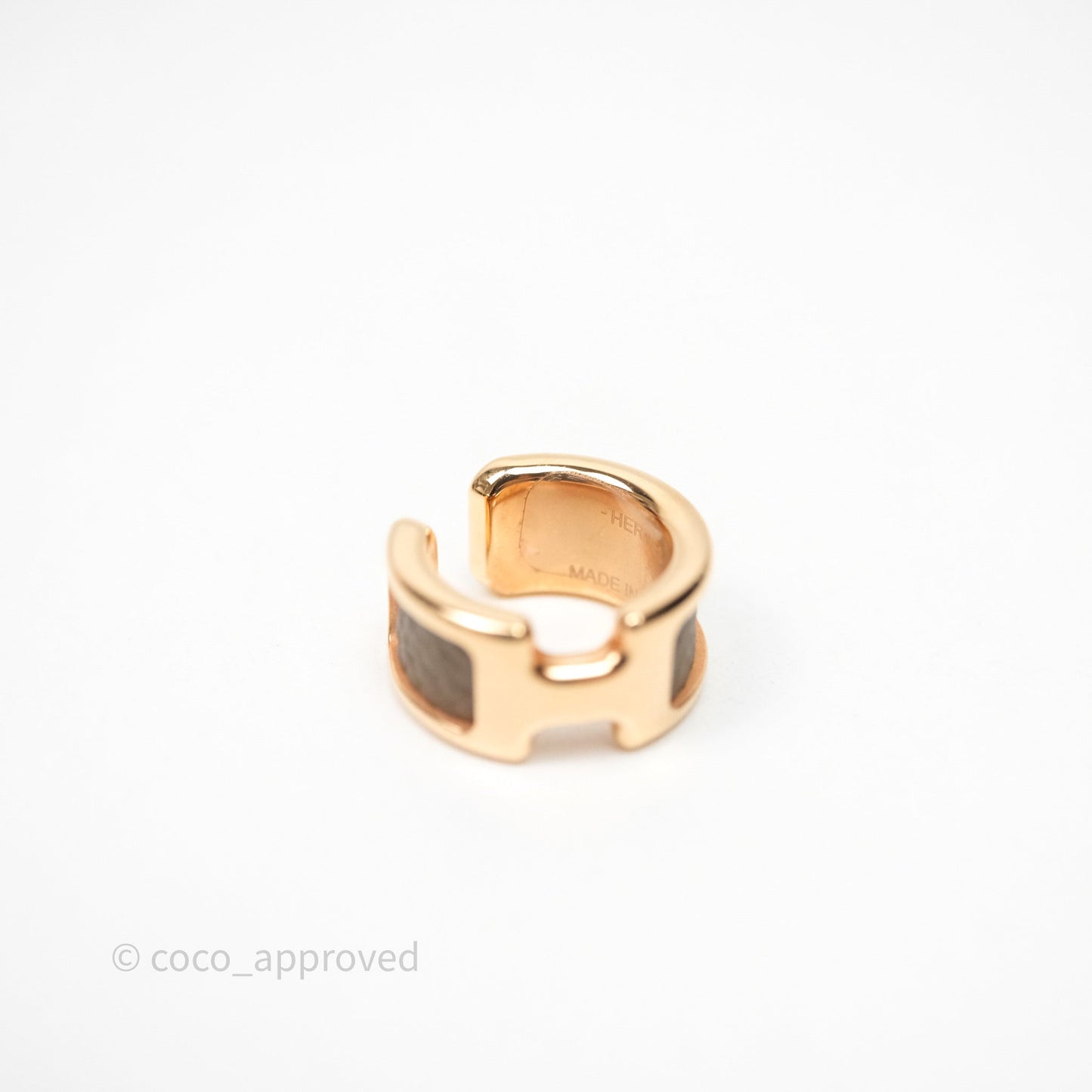 Hermes Olympe Ear Cuff Small Model Etoupe 18 Epsom Rose Gold Hardware