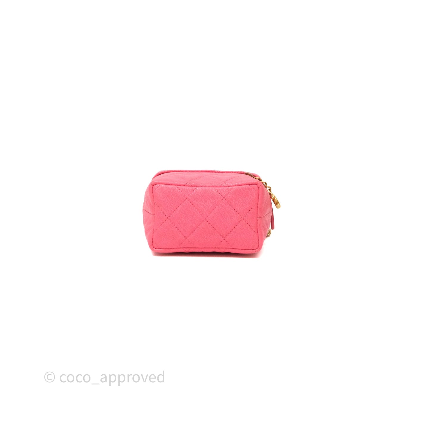 Chanel Quilted Mini Top Handle Vanity With Chain Pink Caviar Aged Gold Hardware