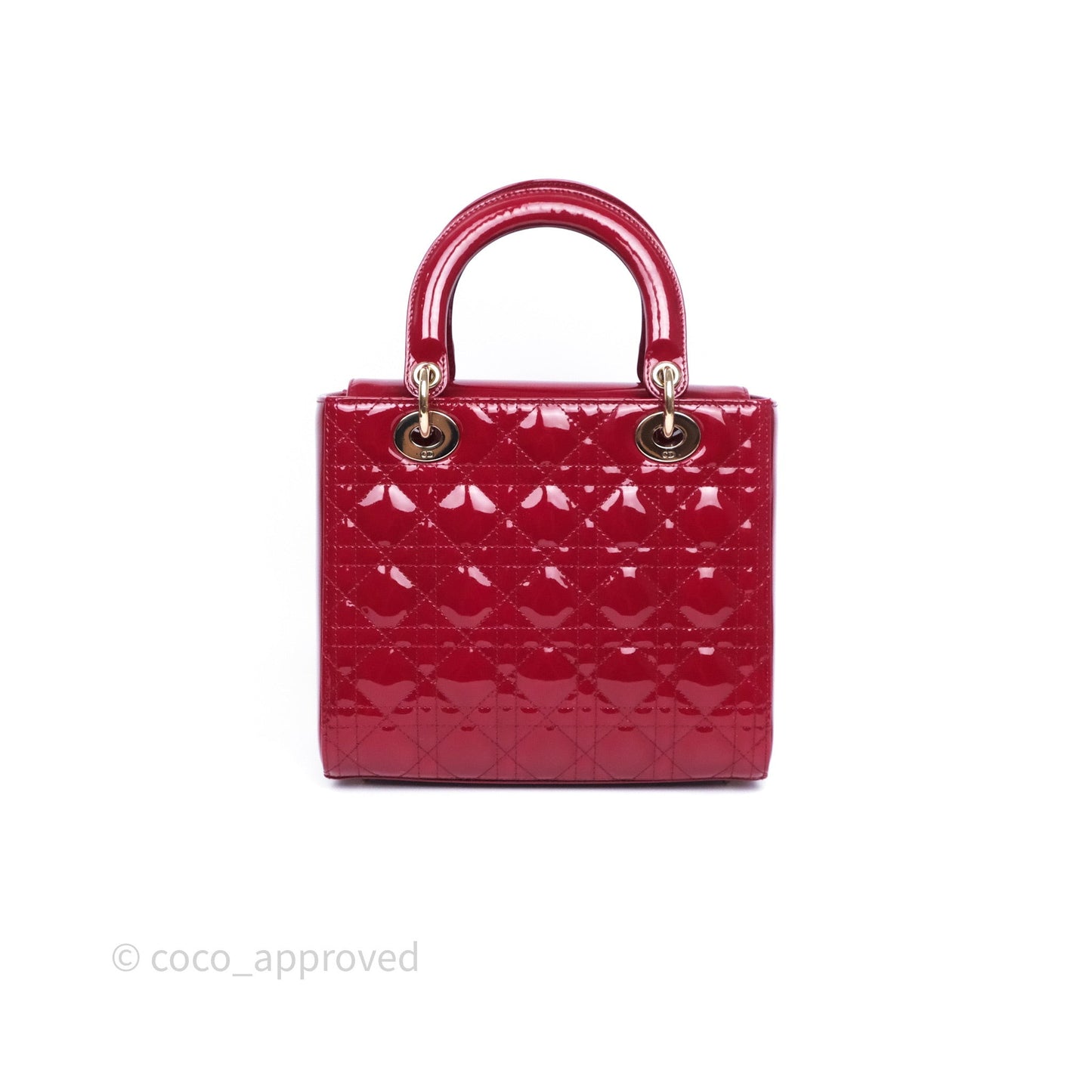 Christian Dior Medium Lady Dior Red Patent Cannage Calfskin Gold Hardware