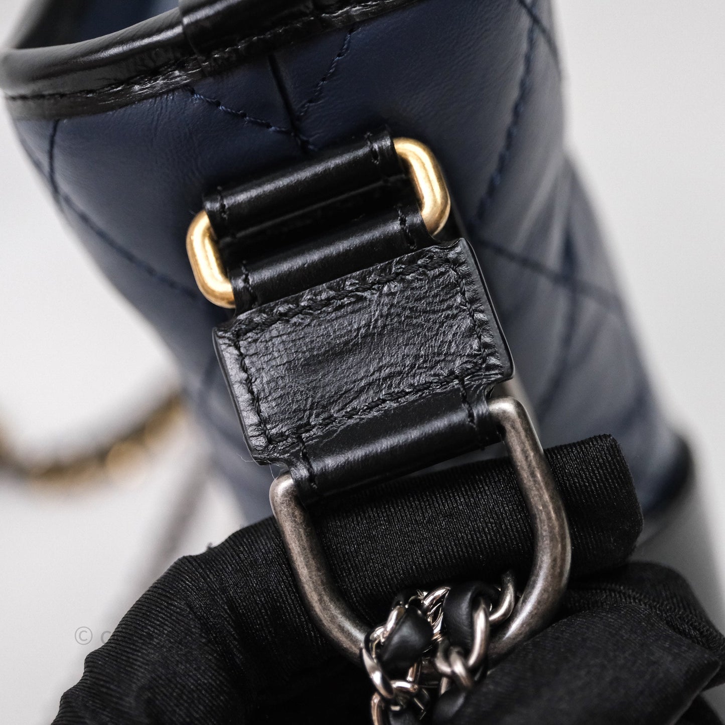 Chanel New Medium Gabrielle Hobo Quilted Navy Black Aged Calfskin