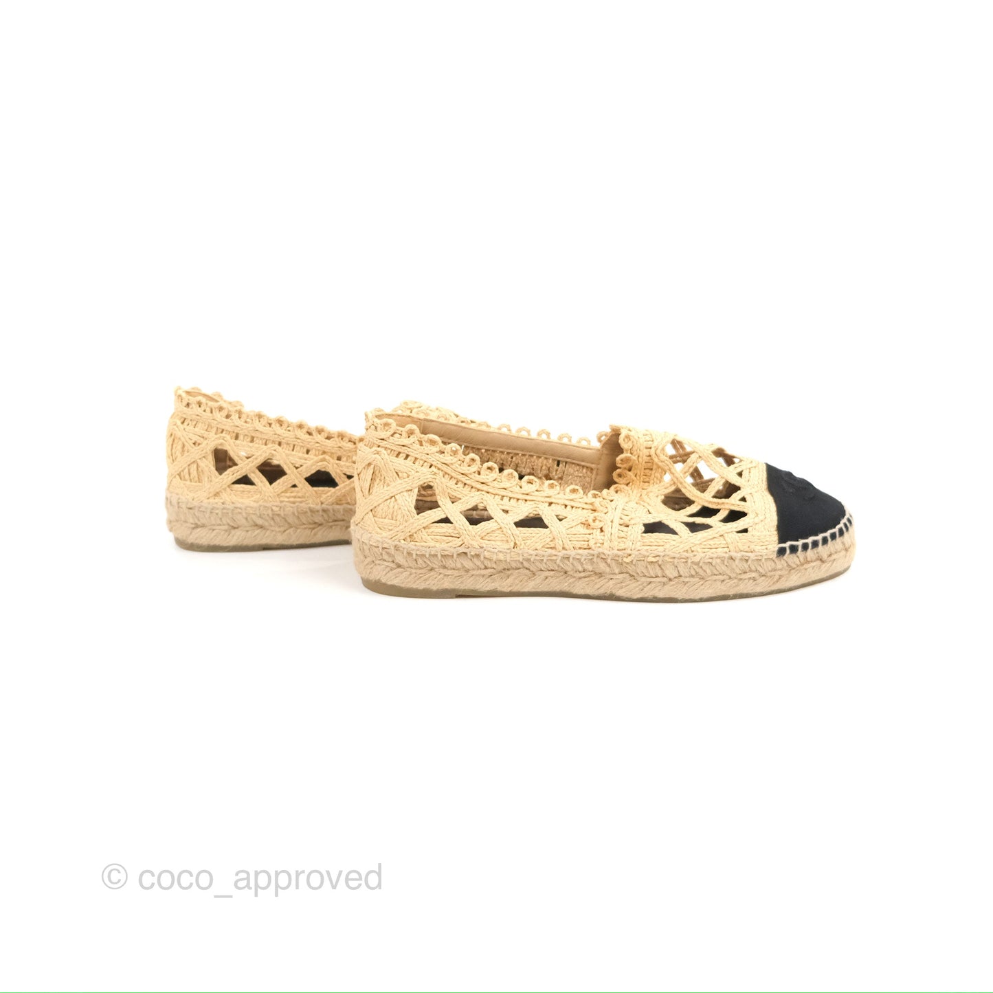 Chanel Quilted Espadrilles Raffia Natural Size 38