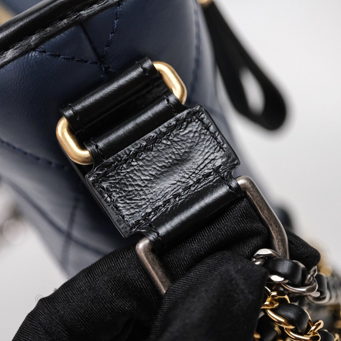 Chanel New Medium Gabrielle Hobo Quilted Navy Black Aged Calfskin