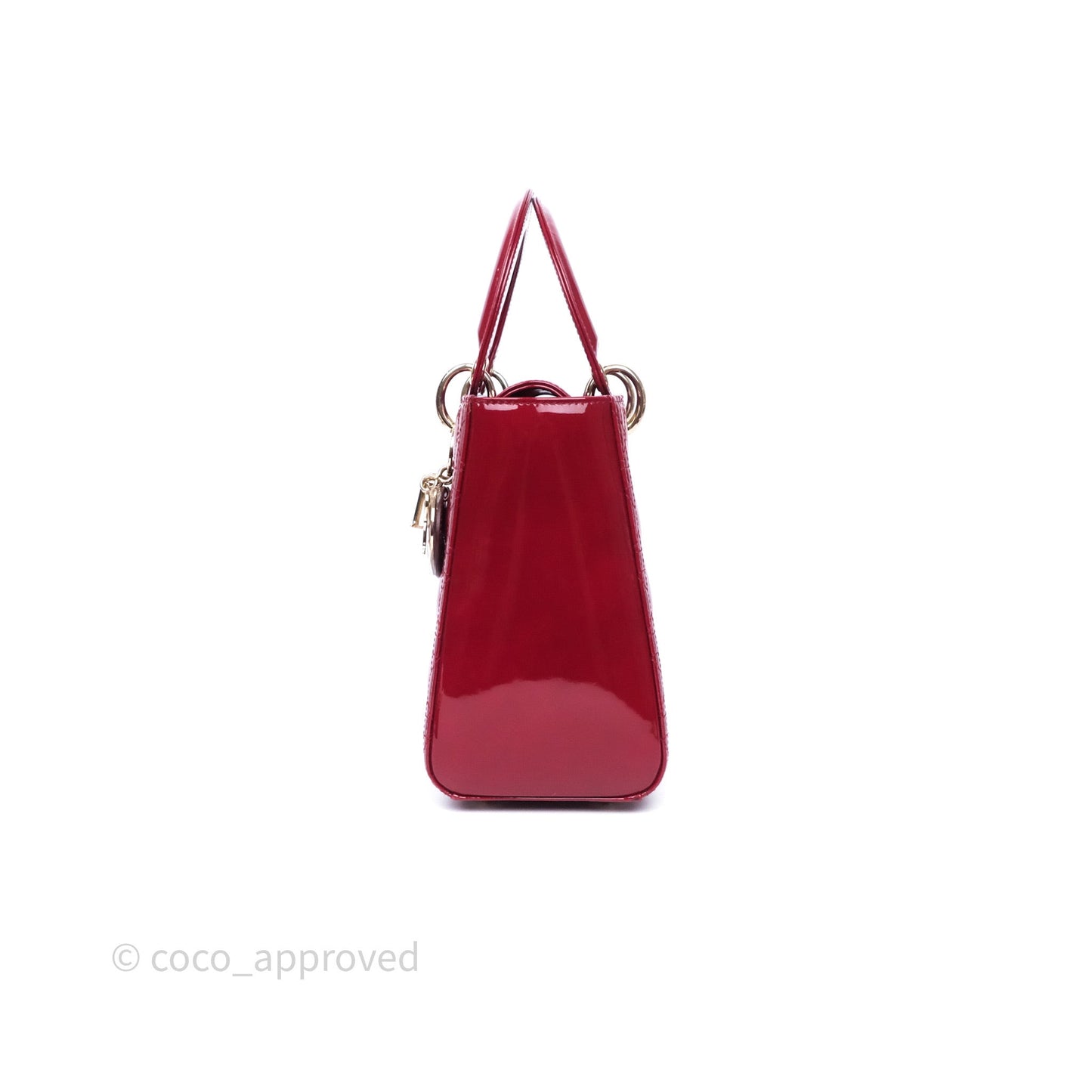 Christian Dior Medium Lady Dior Red Patent Cannage Calfskin Gold Hardware