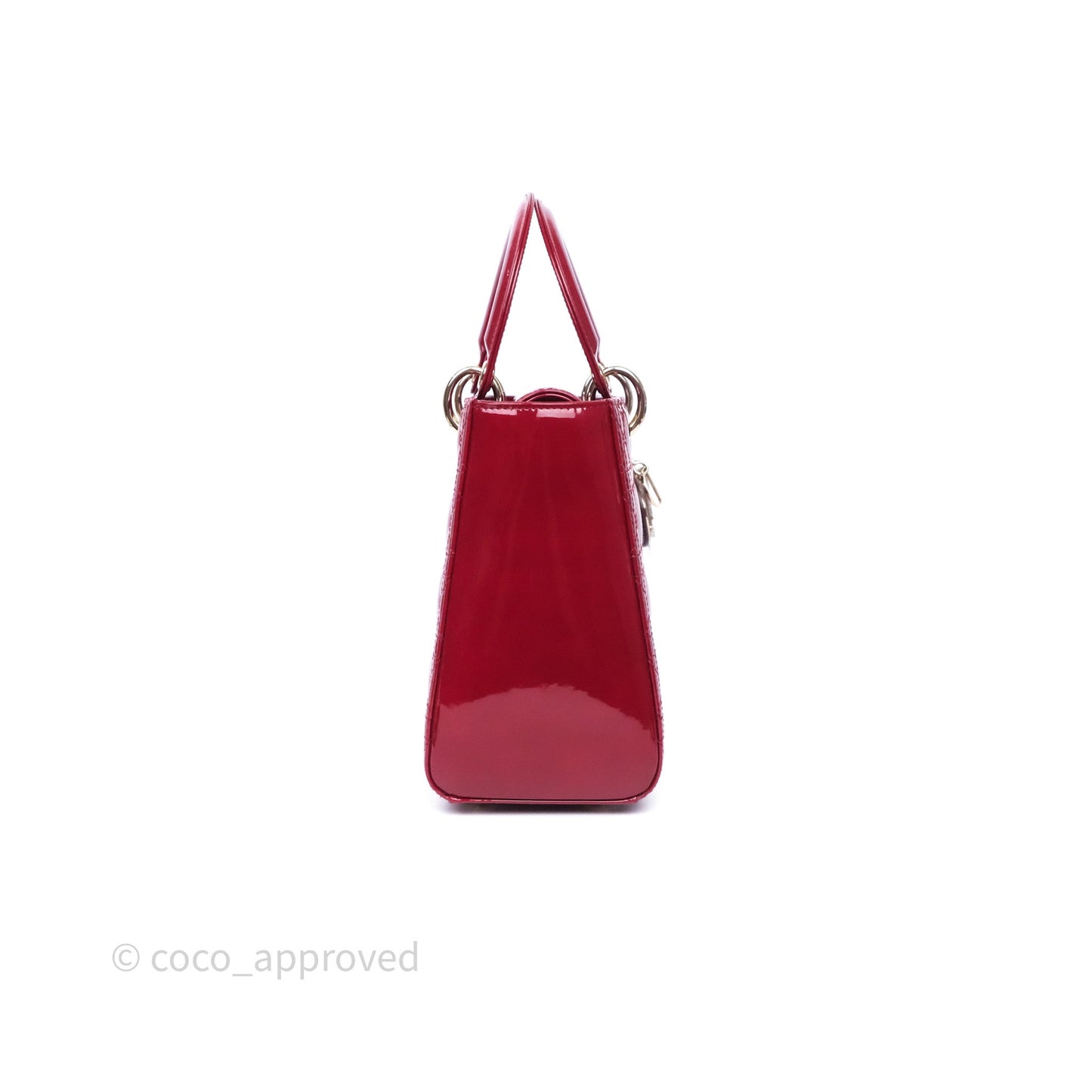 Christian Dior Medium Lady Dior Red Patent Cannage Calfskin Gold Hardware