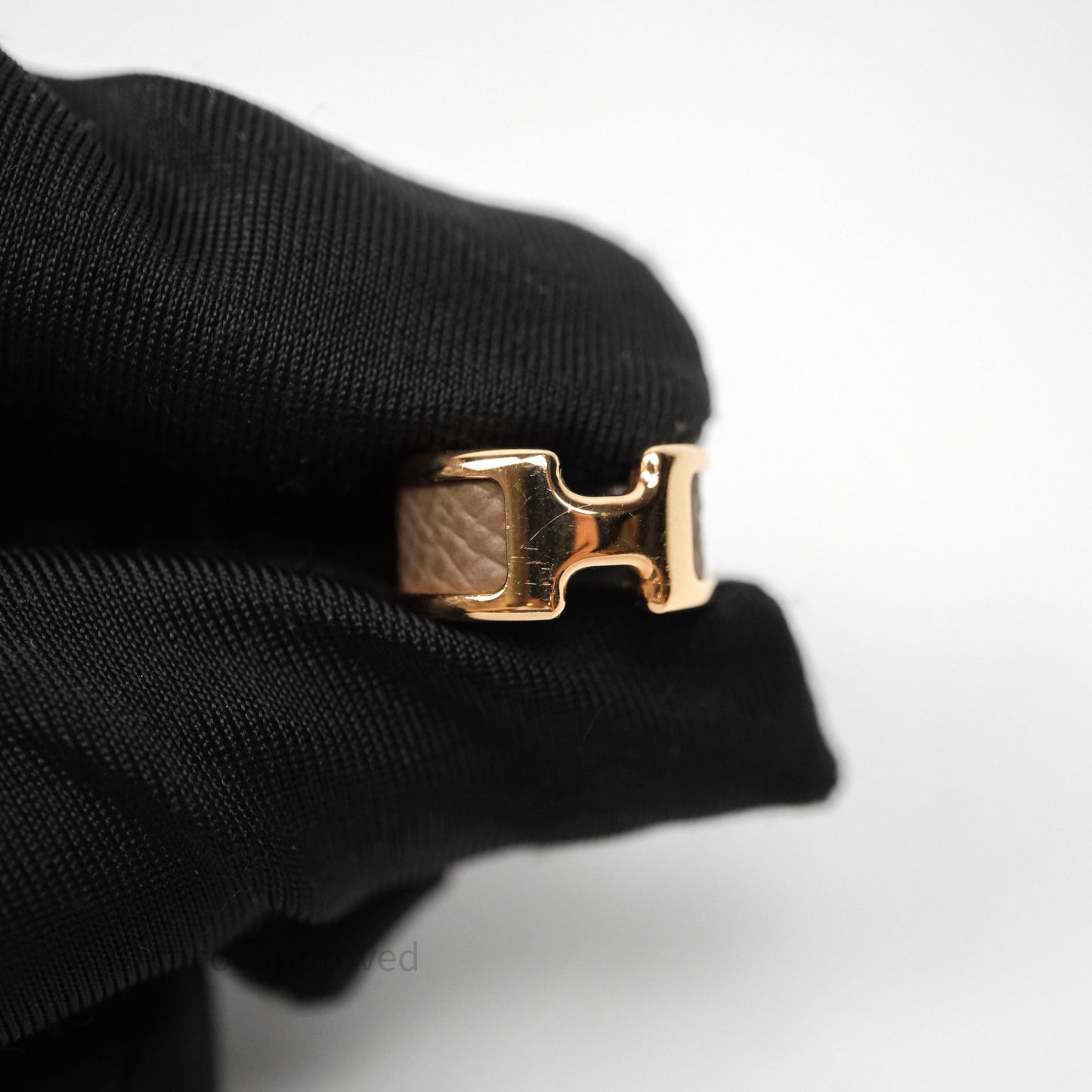 Hermes Olympe Ear Cuff Small Model Etoupe 18 Epsom Rose Gold Hardware