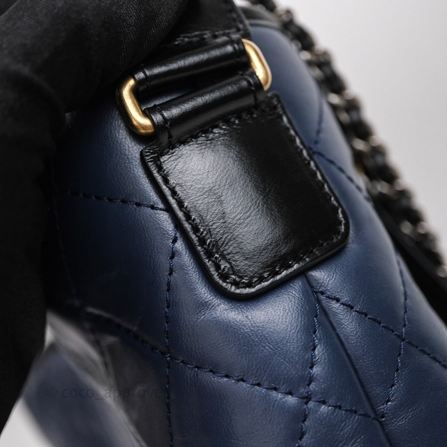 Chanel New Medium Gabrielle Hobo Quilted Navy Black Aged Calfskin