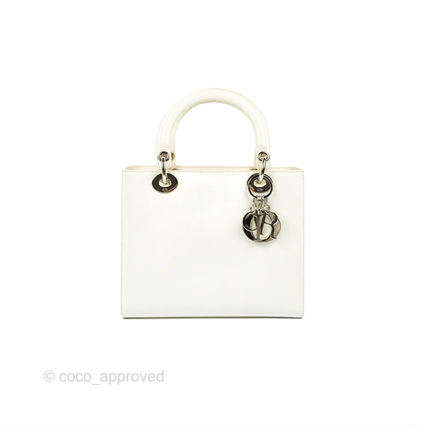 Christian Dior Lady Dior White Calfskin Silver Hardware