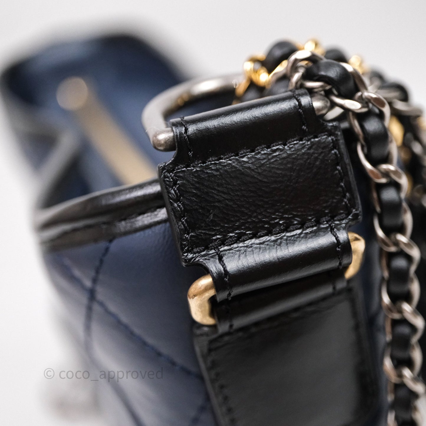 Chanel New Medium Gabrielle Hobo Quilted Navy Black Aged Calfskin