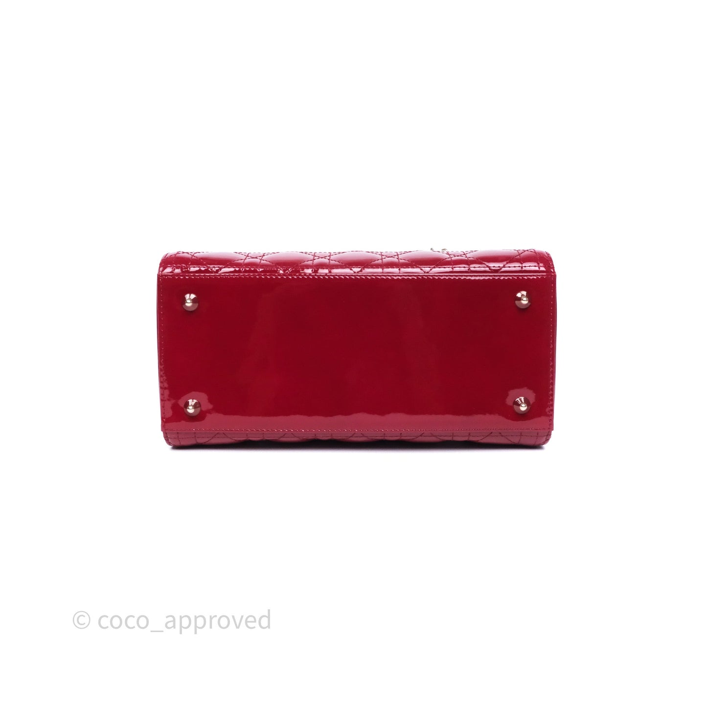 Christian Dior Medium Lady Dior Red Patent Cannage Calfskin Gold Hardware
