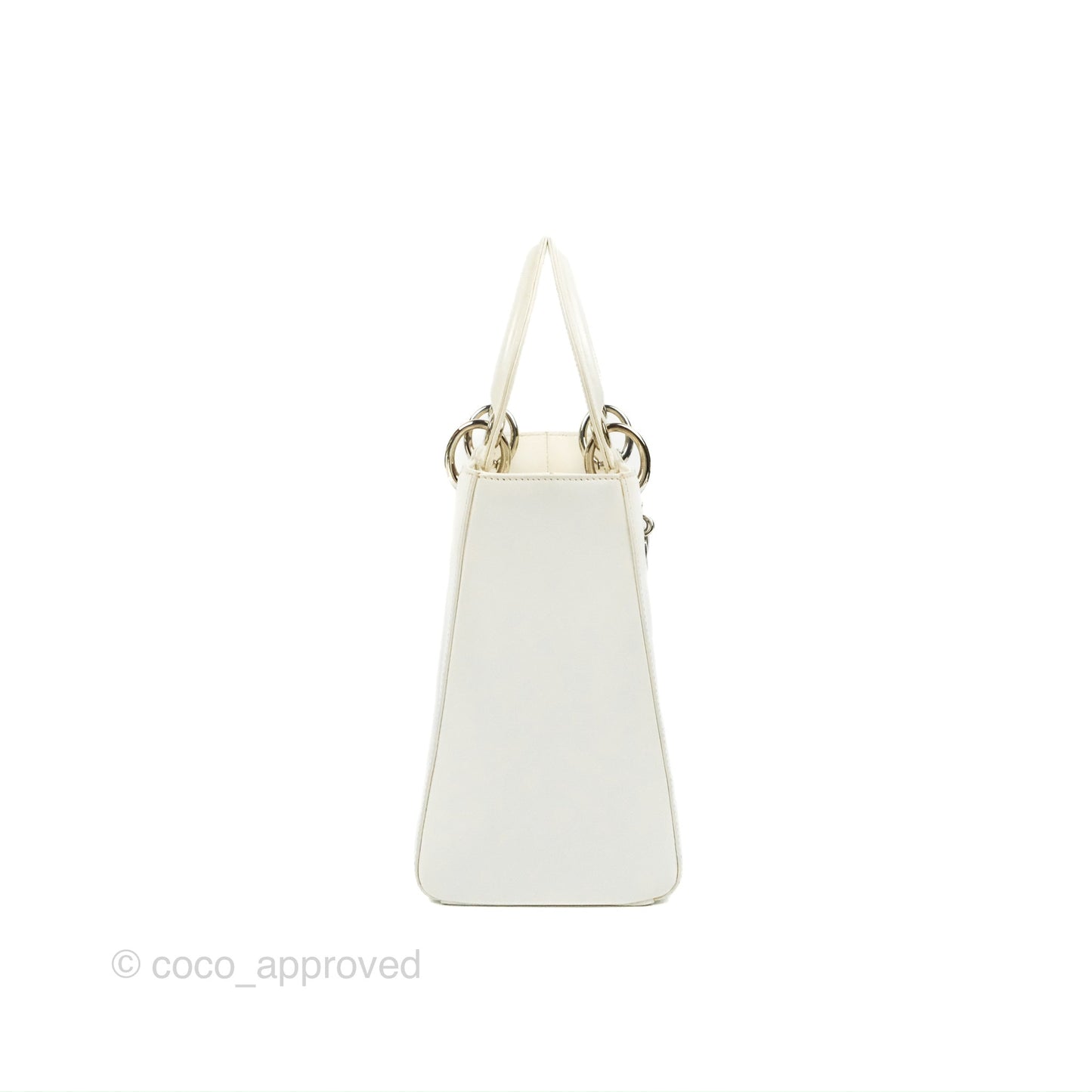 Christian Dior Lady Dior White Calfskin Silver Hardware