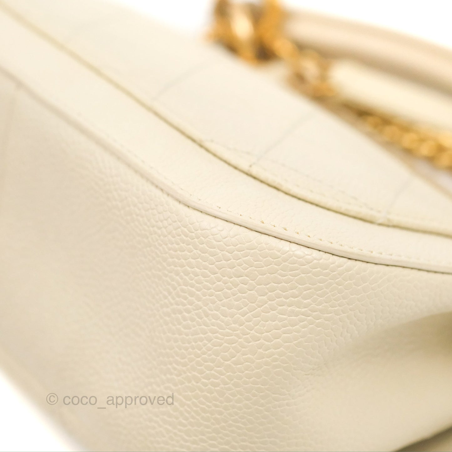 Chanel Handle Flap Bag Ivory Caviar Aged Gold Hardware