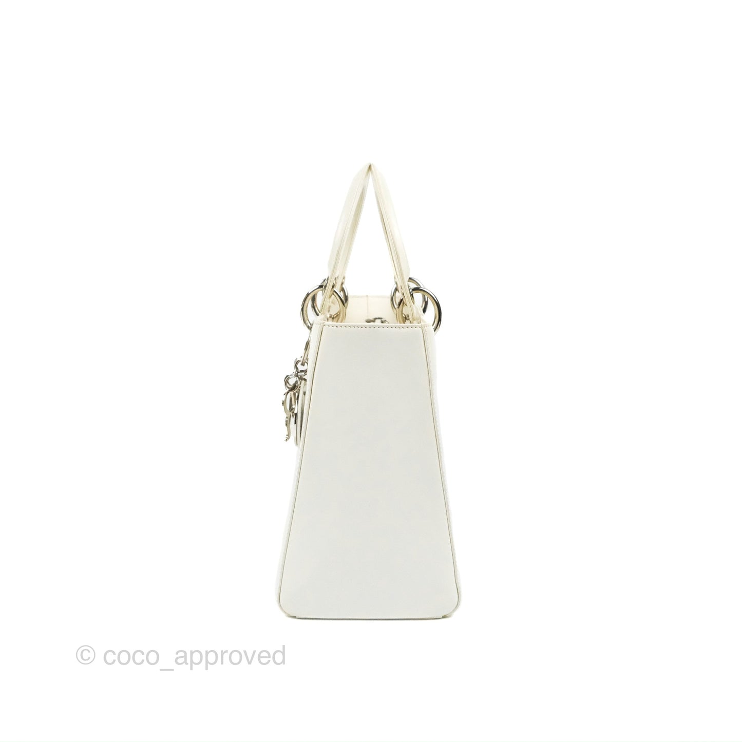 Christian Dior Lady Dior White Calfskin Silver Hardware