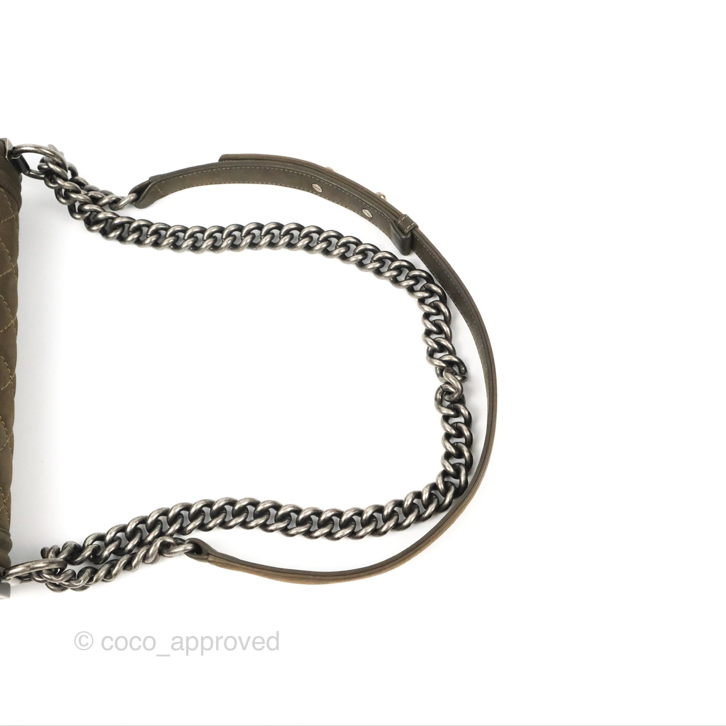 Chanel Quilted Medium Boy Dark Green Calfskin Ruthenium Hardware