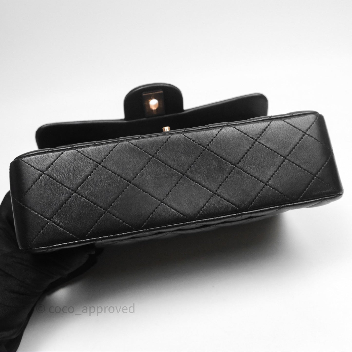Chanel Small Classic Flap Quilted Black Lambskin Rose Gold Hardware