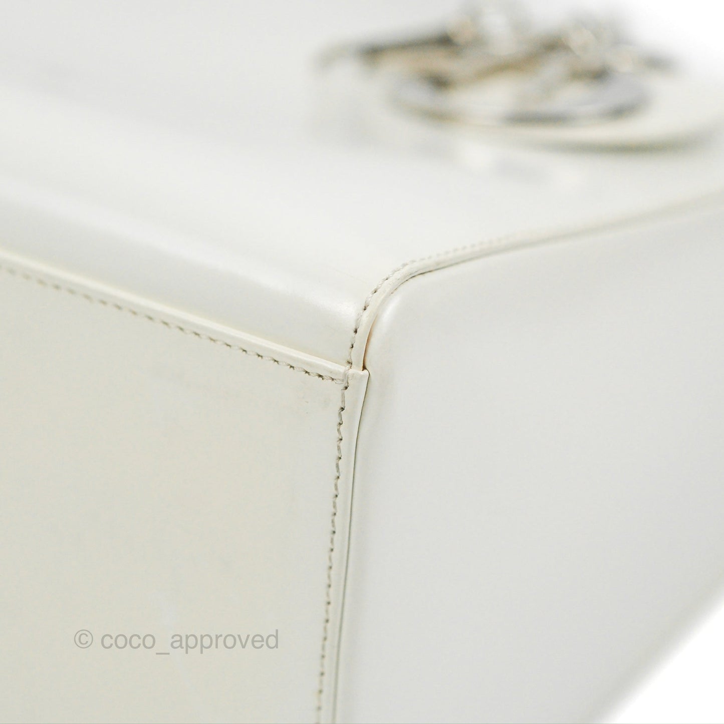 Christian Dior Lady Dior White Calfskin Silver Hardware