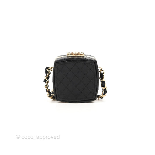 Chanel Mini Beauty Box Clutch With Chain Black Gold Hardware
