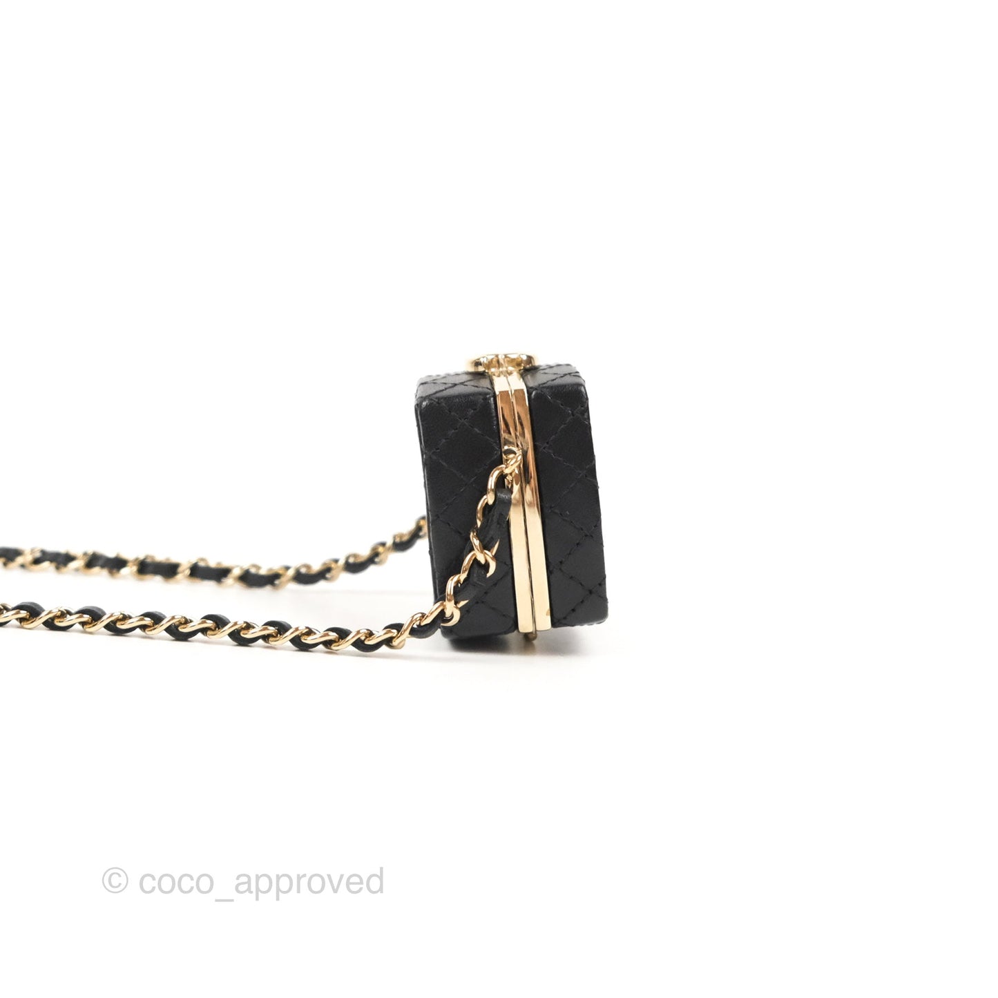 Chanel Mini Beauty Box Clutch With Chain Black Gold Hardware
