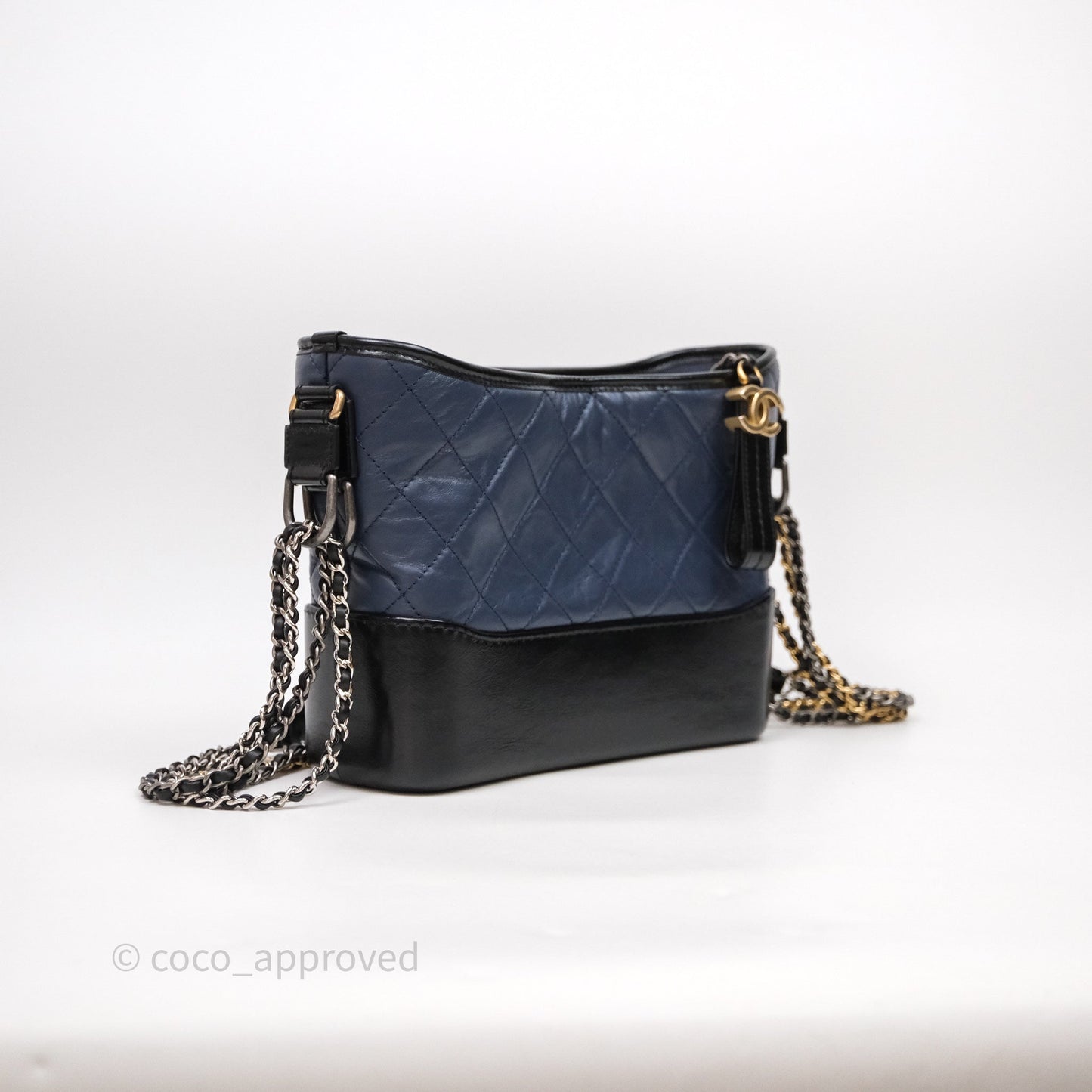 Chanel New Medium Gabrielle Hobo Quilted Navy Black Aged Calfskin