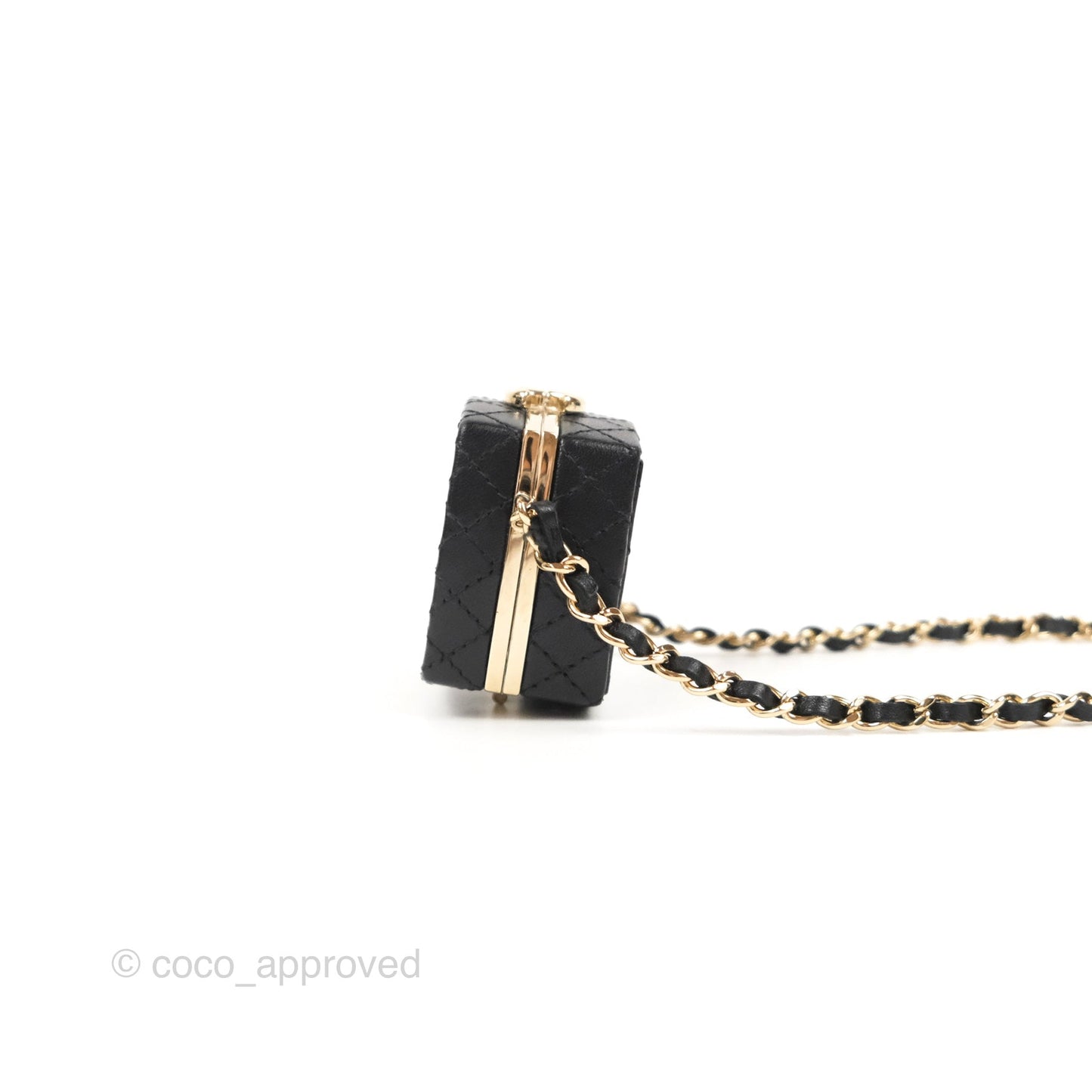 Chanel Mini Beauty Box Clutch With Chain Black Gold Hardware