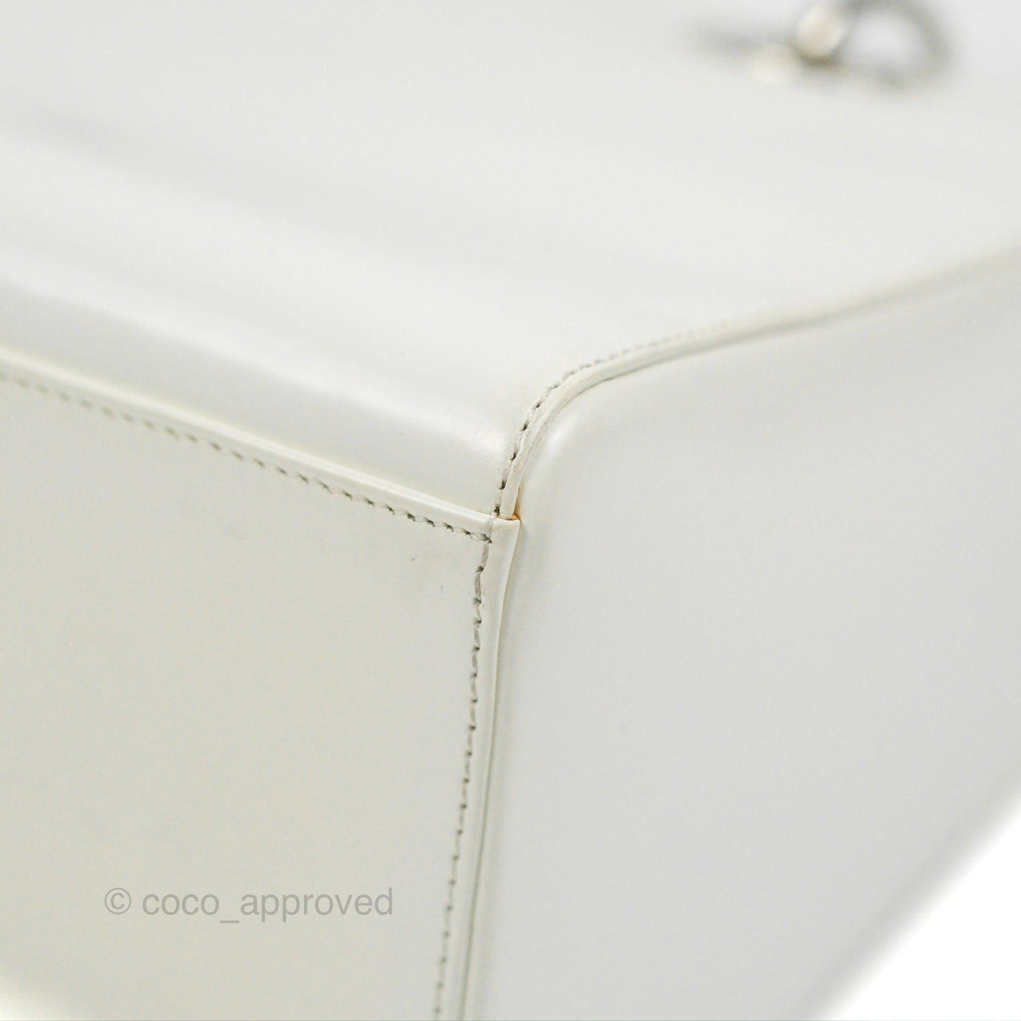Christian Dior Lady Dior White Calfskin Silver Hardware