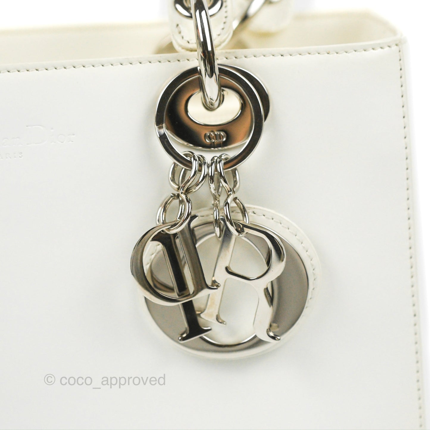 Christian Dior Lady Dior White Calfskin Silver Hardware