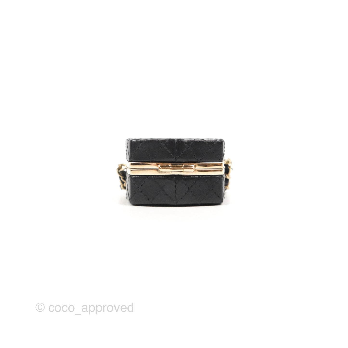 Chanel Mini Beauty Box Clutch With Chain Black Gold Hardware