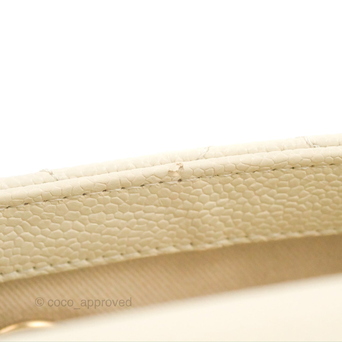 Chanel Handle Flap Bag Ivory Caviar Aged Gold Hardware
