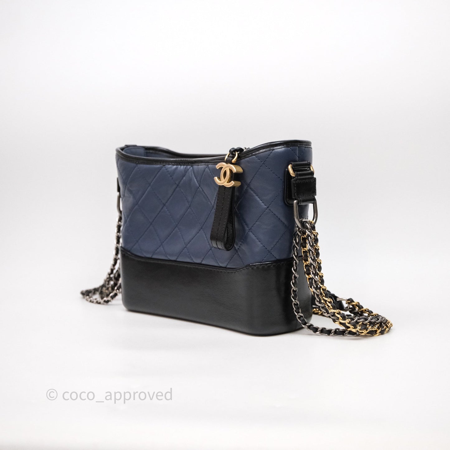Chanel New Medium Gabrielle Hobo Quilted Navy Black Aged Calfskin