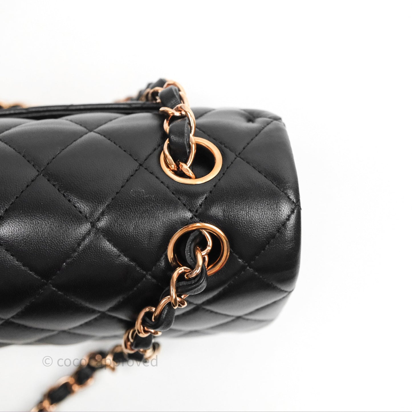 Chanel Small Classic Flap Quilted Black Lambskin Rose Gold Hardware