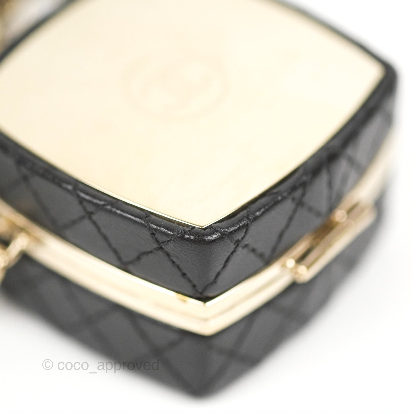 Chanel Mini Beauty Box Clutch With Chain Black Gold Hardware